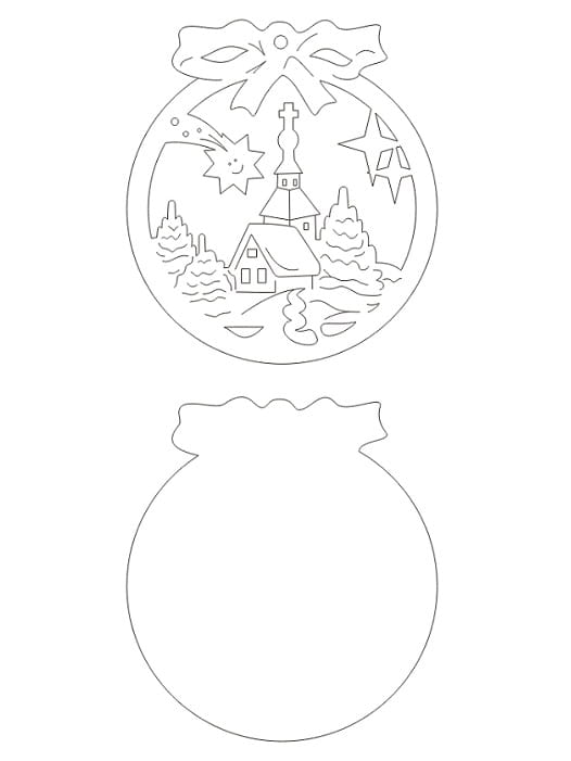 Laser Cut Double Layer Winter Scene Christmas Tree Ornament