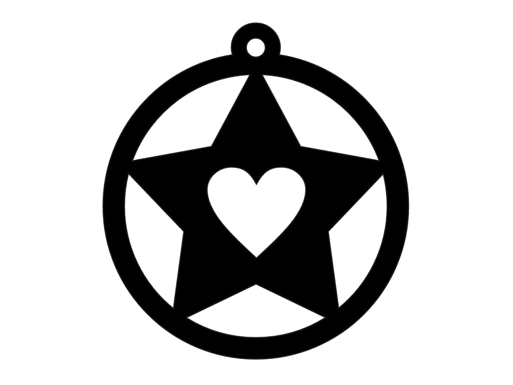 Laser Cut Star Christmas Bauble with Heart Cutout