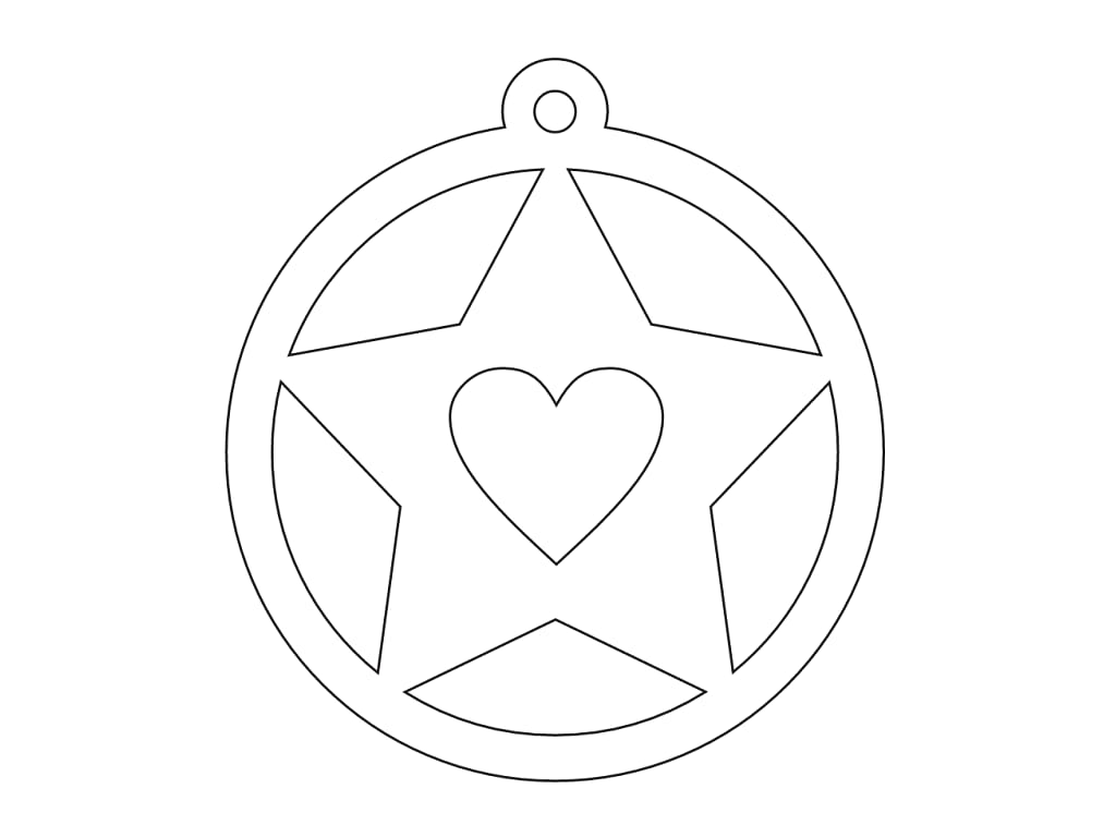Laser Cut Star Christmas Bauble with Heart Cutout