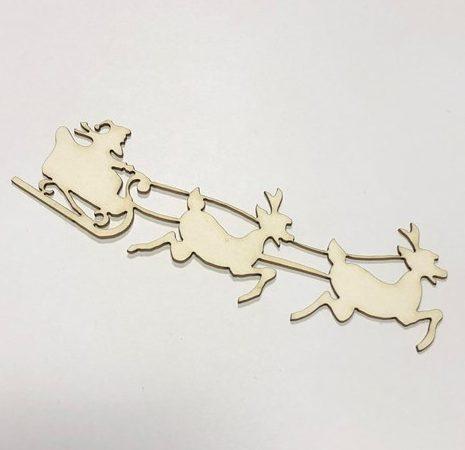 Laser Cut Santa Sleigh and Reindeer Cutout