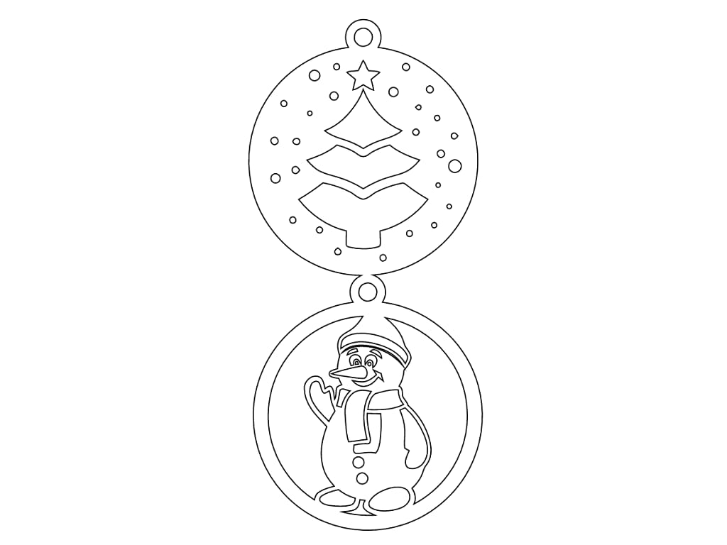 Laser Cut Christmas Tree and Snowman Ornament