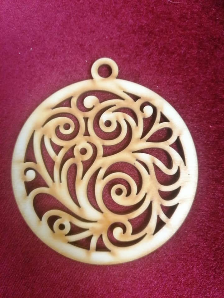 Laser Cut Intricate Filigree Swirl Pattern Christmas Bauble