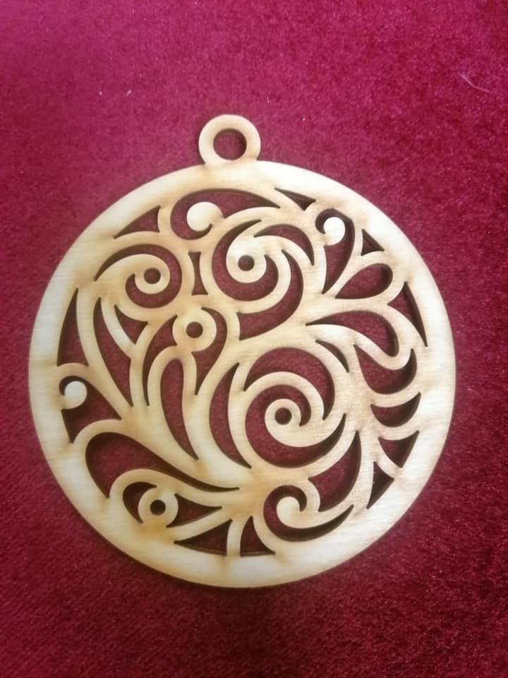 Laser Cut Intricate Filigree Swirl Pattern Christmas Bauble