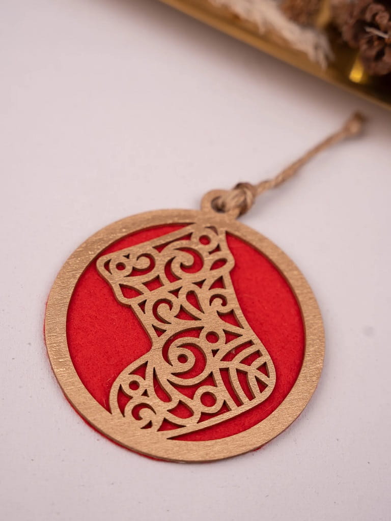 Laser Cut Double Layered Stocking Christmas Bauble