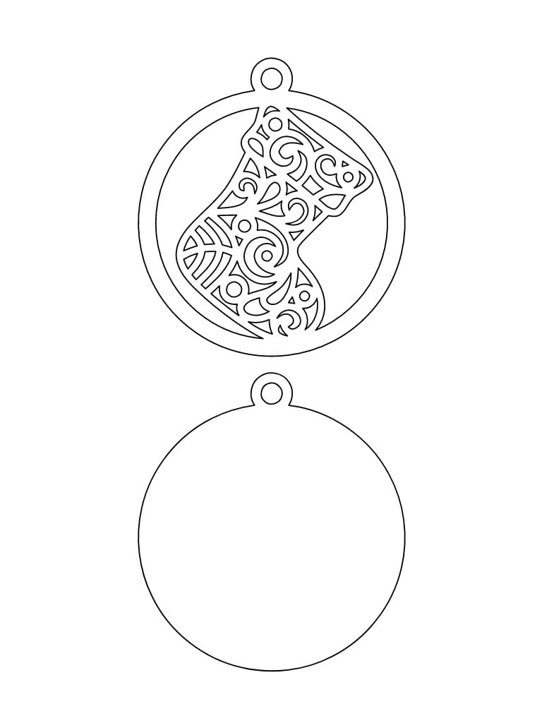 Laser Cut Double Layered Stocking Christmas Bauble