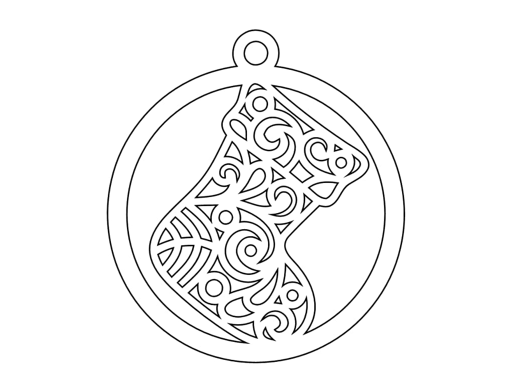 Laser Cut Wooden Christmas Stocking Bauble