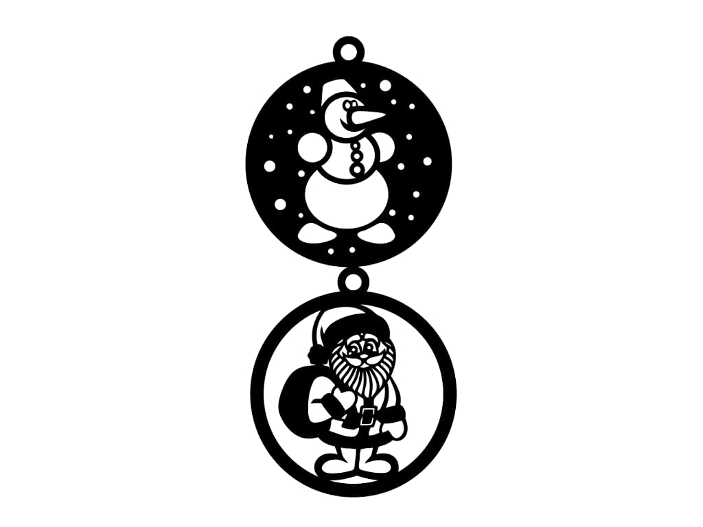 Laser Cut Snowman and Santa Claus Christmas Bauble
