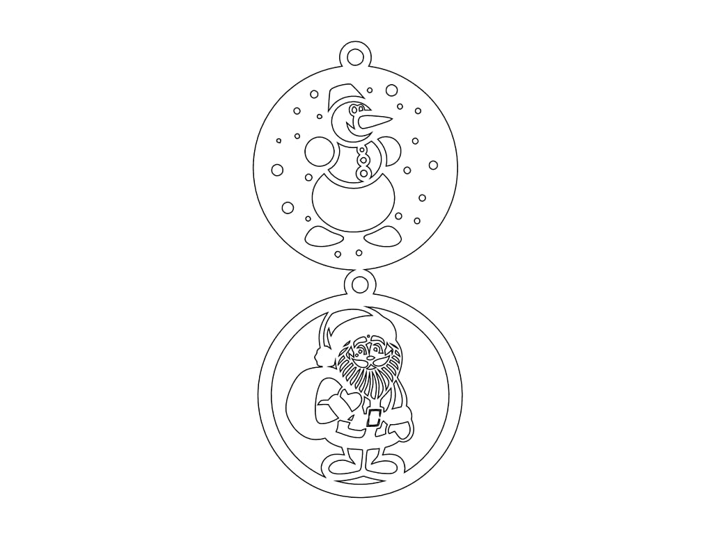 Laser Cut Snowman and Santa Claus Christmas Bauble