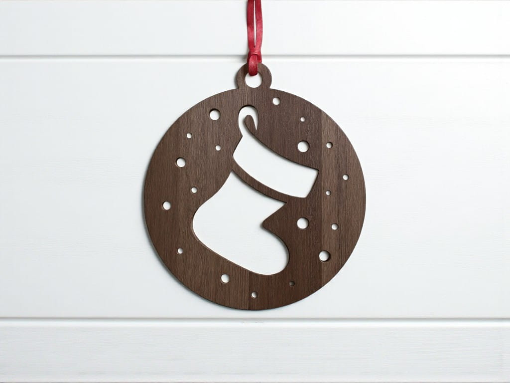 Laser Cut Christmas Stocking Bauble Festive Ornament