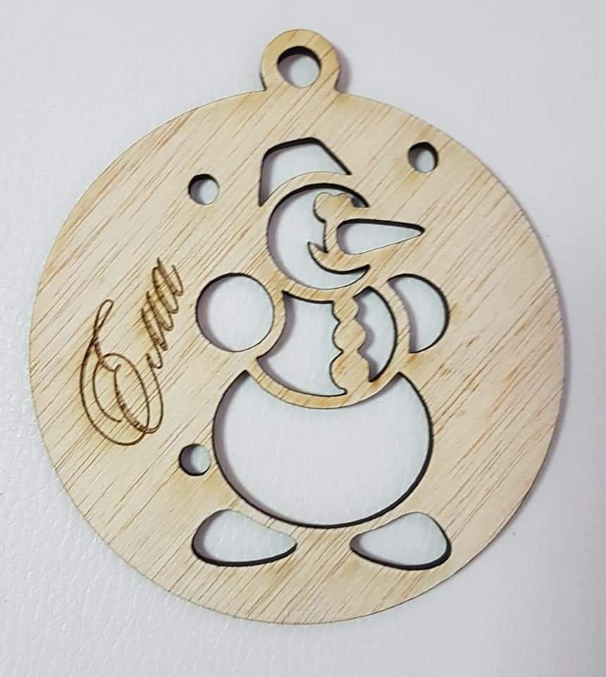 Laser Cut Snowman Christmas Bauble Ornament