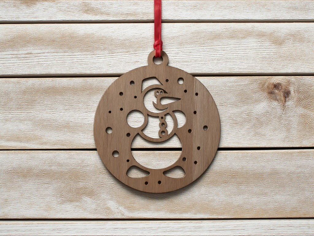 Laser Cut Snowman Christmas Ornament Festive Holiday Decor