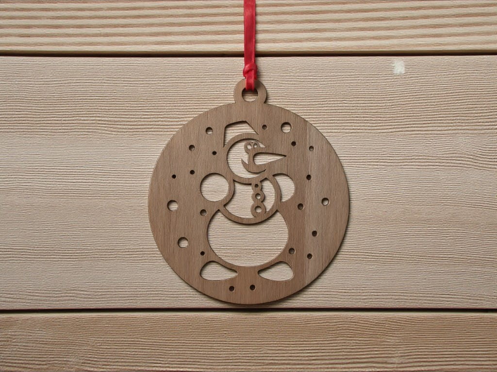 Laser Cut Snowman Christmas Ornament Festive Holiday Decor