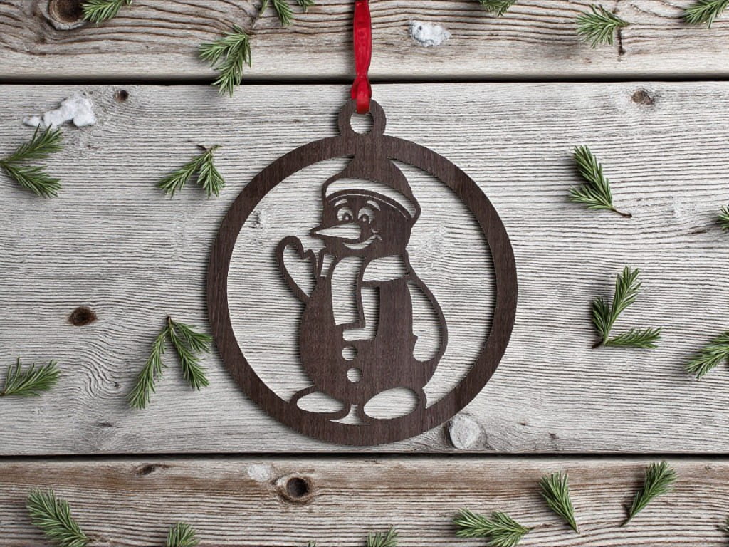 Laser Cut Snowman Holiday Ornament