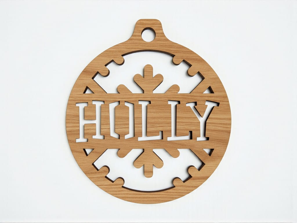 Laser Cut Holly Christmas Tree Ornament