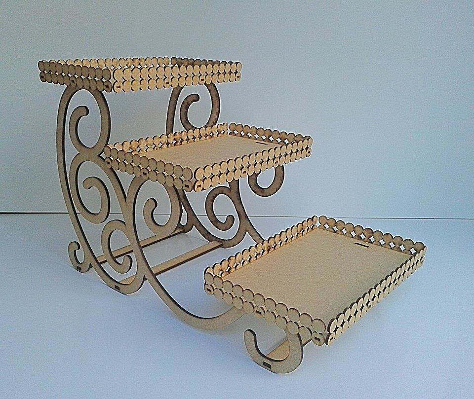 Laser Cut Three Tier Serving Tray Stand