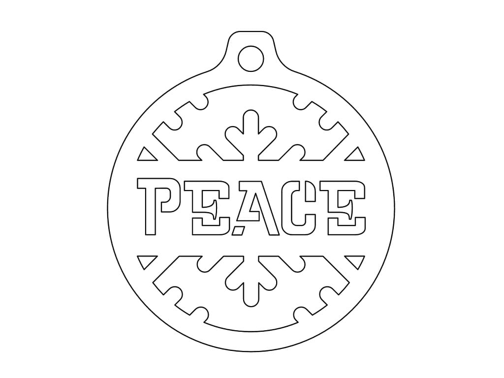 Laser Cut Peace Christmas Tree Ornament