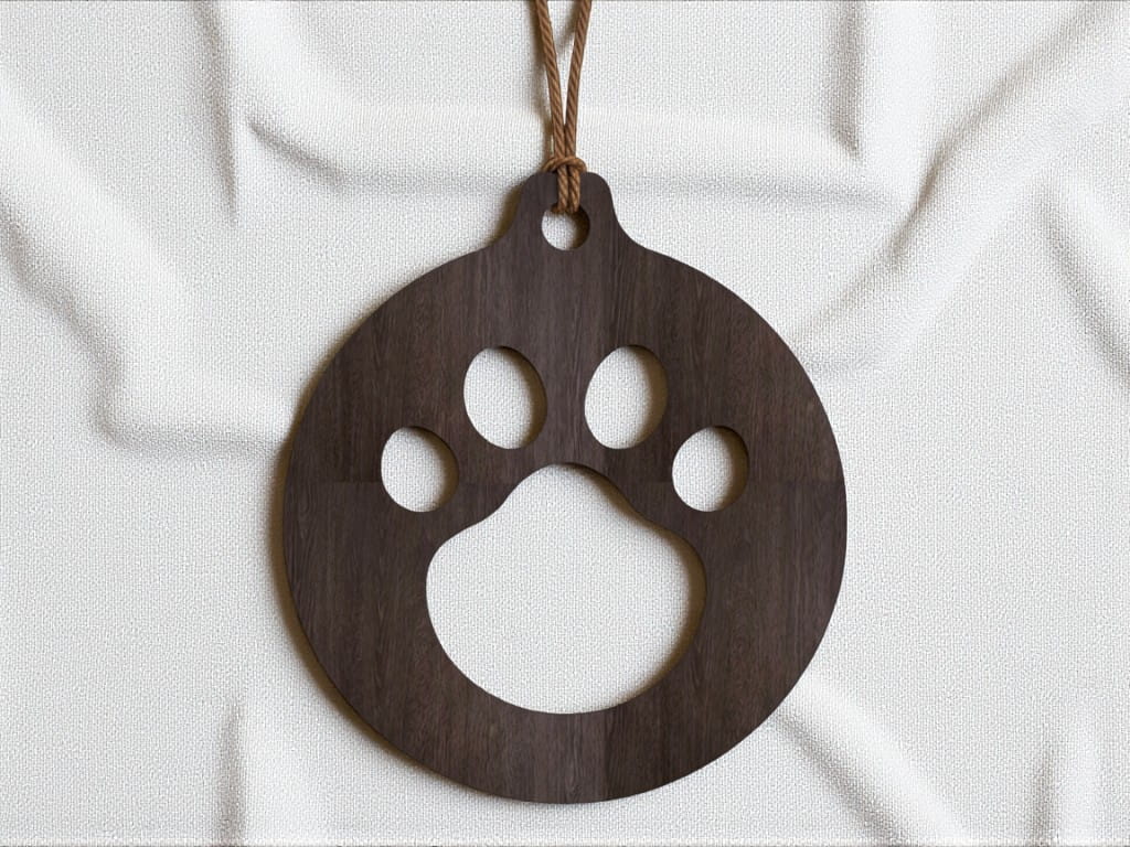 Laser Cut Paw Print Christmas Tree Ornament