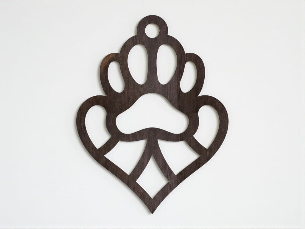 Laser Cut Paw Print with Heart Christmas Ornament