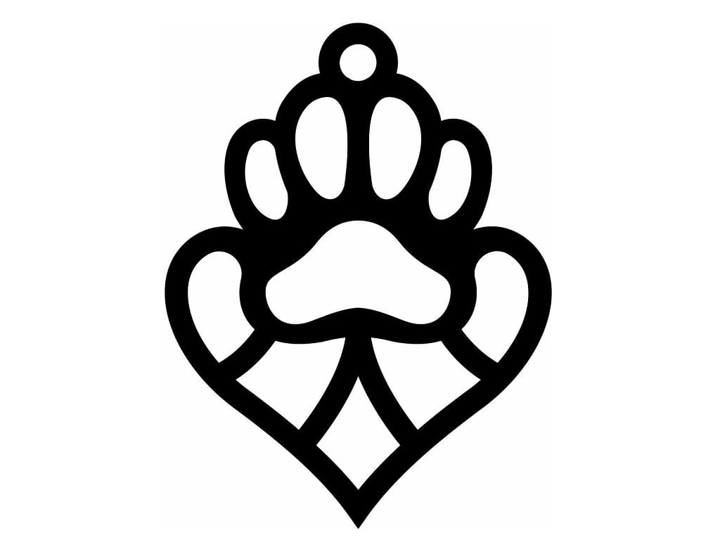 Laser Cut Paw Print with Heart Christmas Ornament