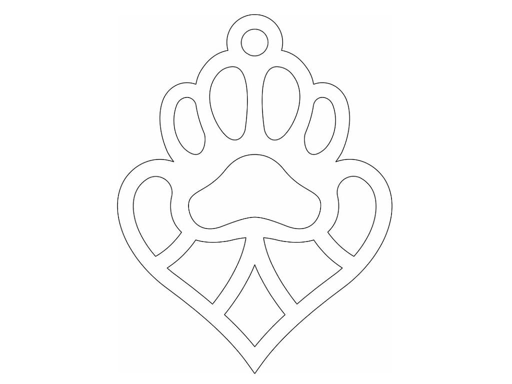 Laser Cut Paw Print with Heart Christmas Ornament