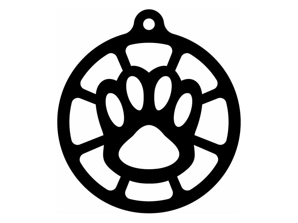Laser Cut Pet Paw Print Christmas Ornament