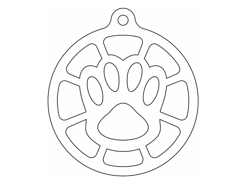 Laser Cut Pet Paw Print Christmas Ornament