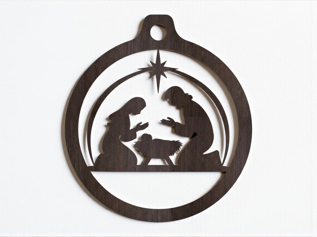 Laser Cut Nativity Scene Christmas Ornament