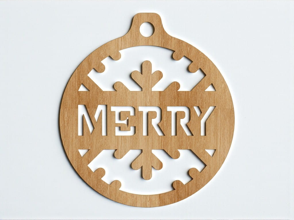 Laser Cut Merry Christmas Ornament