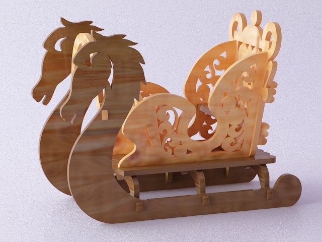 Laser Cut Christmas Sleigh Decor