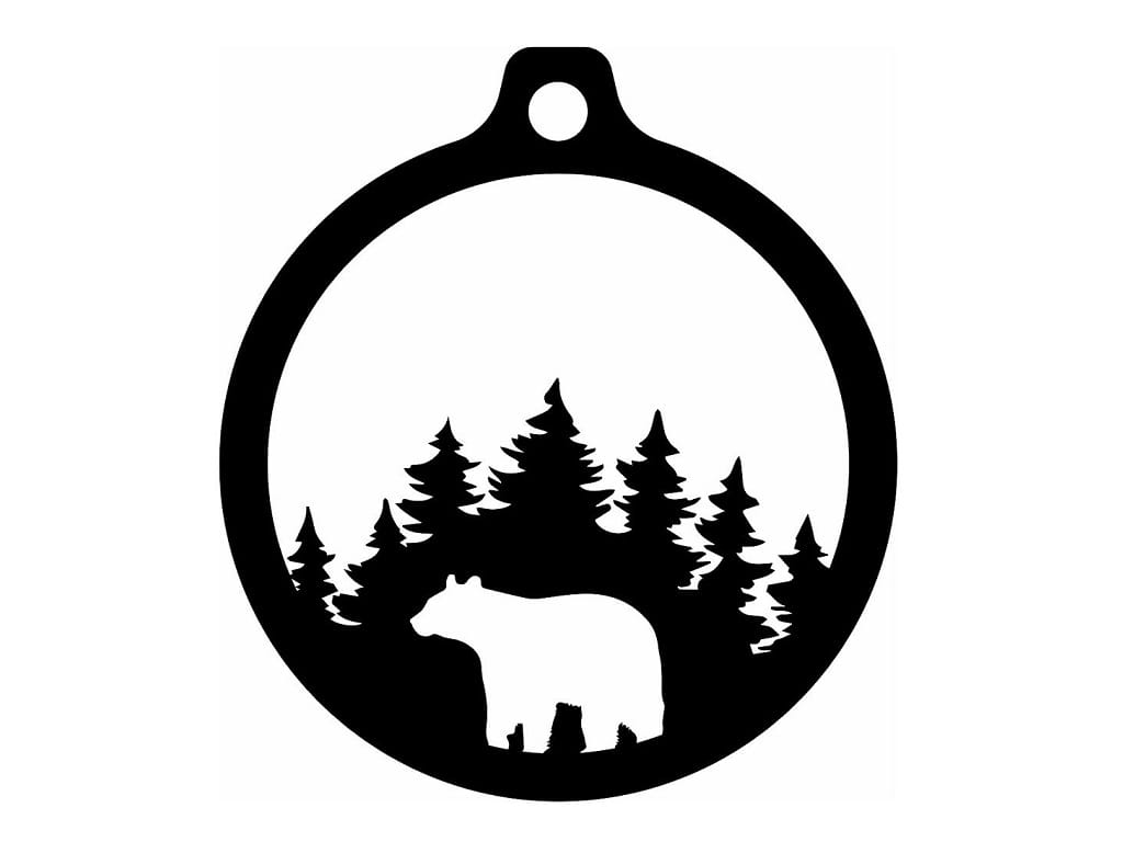 Laser Cut Bear in Woods Christmas Ornament