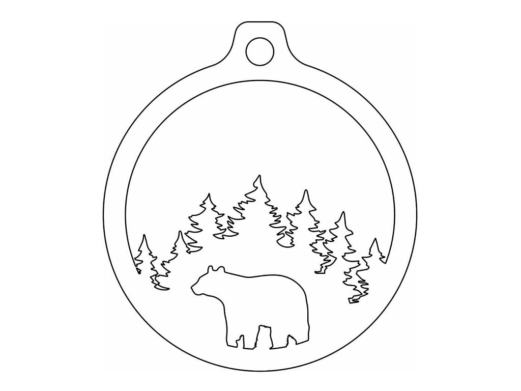 Laser Cut Bear in Woods Christmas Ornament