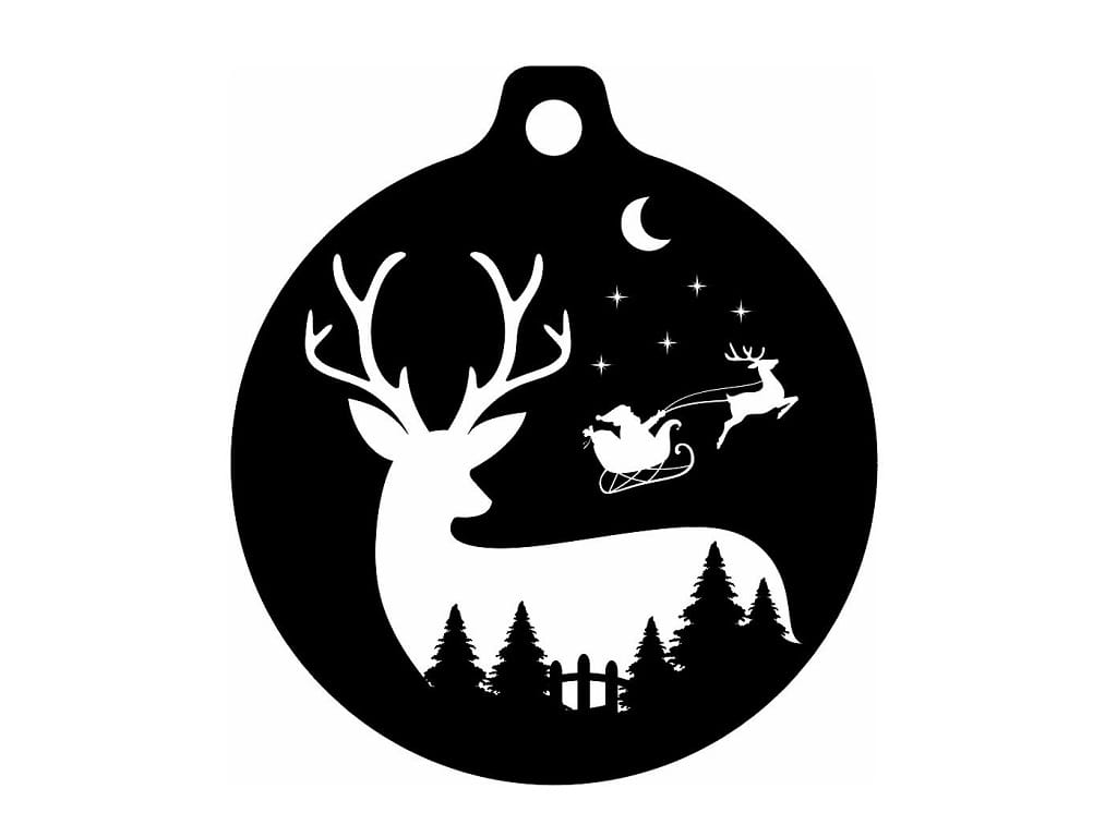Laser Cut Christmas Scene Deer Ornament