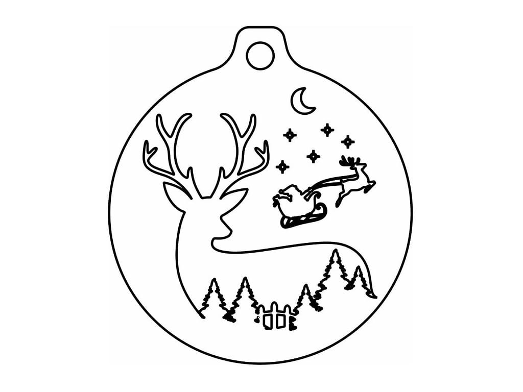 Laser Cut Christmas Scene Deer Ornament