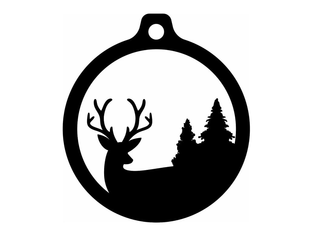 Laser Cut Deer with Pine Trees Christmas Ornament
