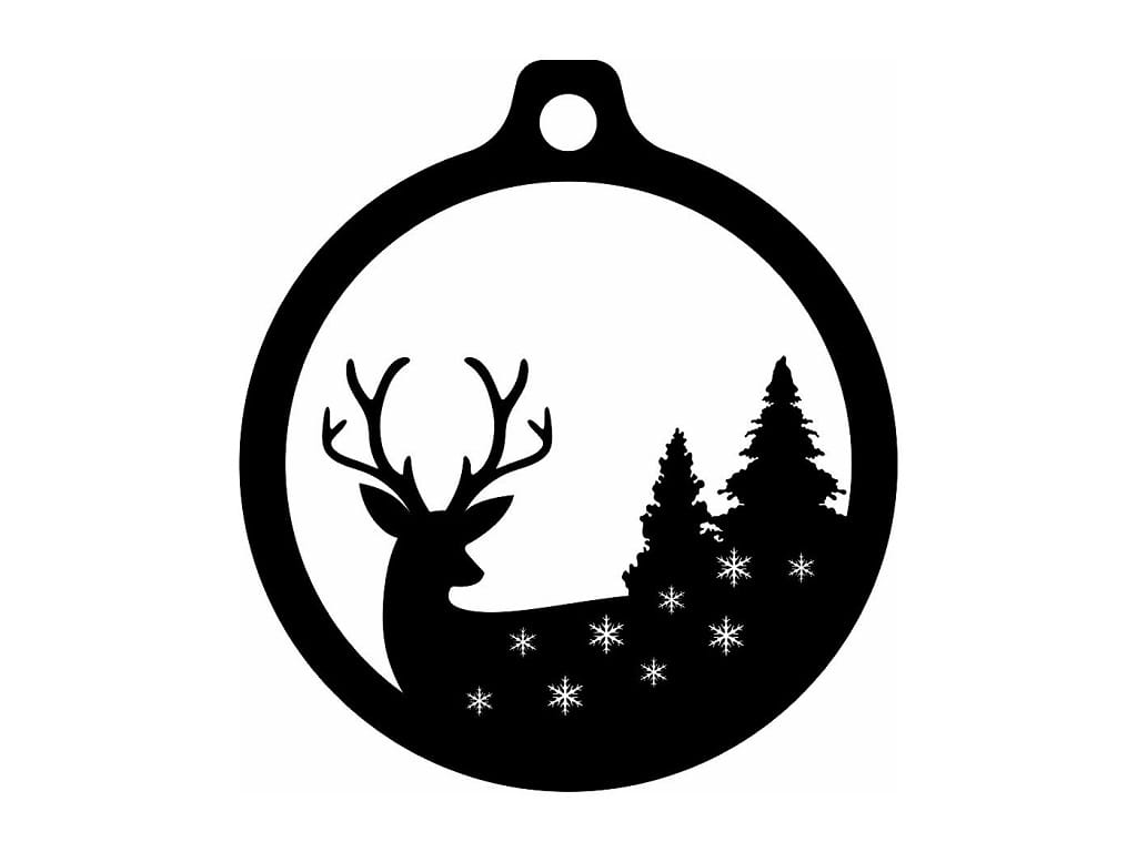 Laser Cut Deer with Trees Christmas Ornament