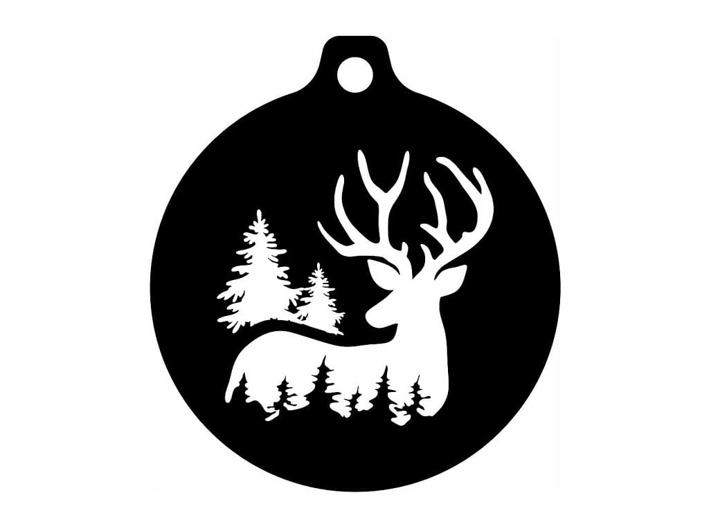 Laser Cut Reindeer and Trees Christmas Ornament