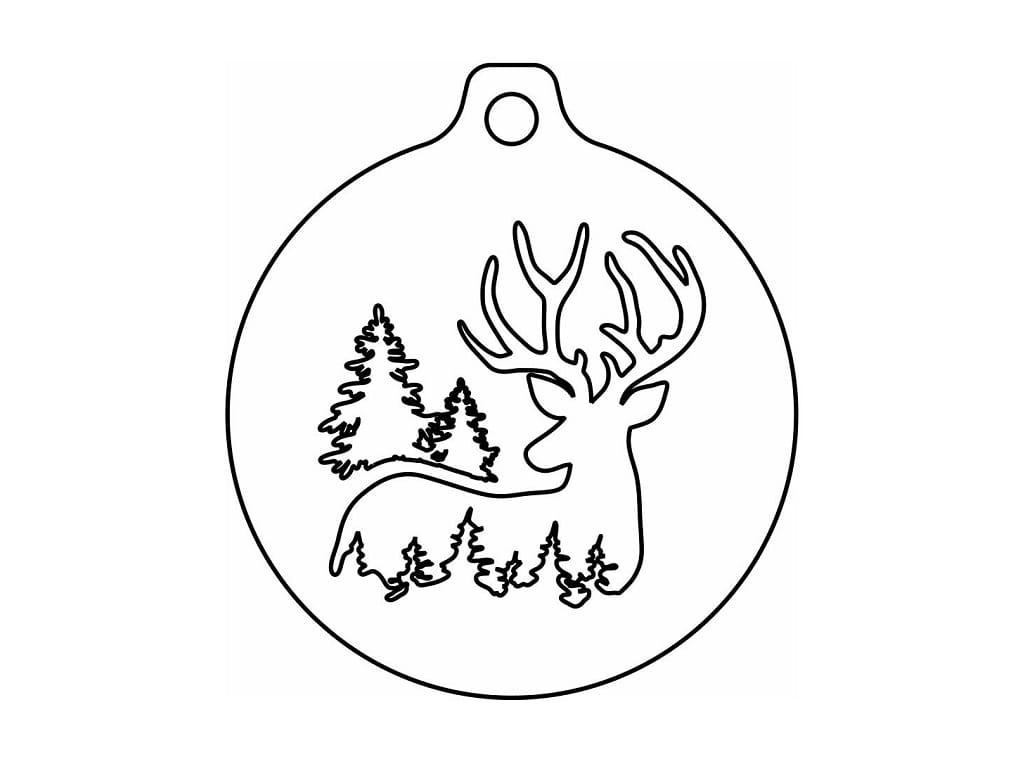 Laser Cut Reindeer and Trees Christmas Ornament