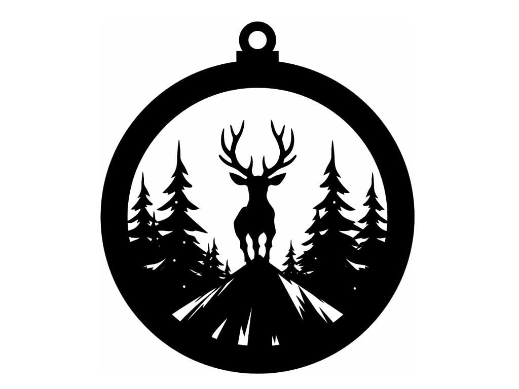 Laser Cut Reindeer Woodland Scene Christmas Ornament