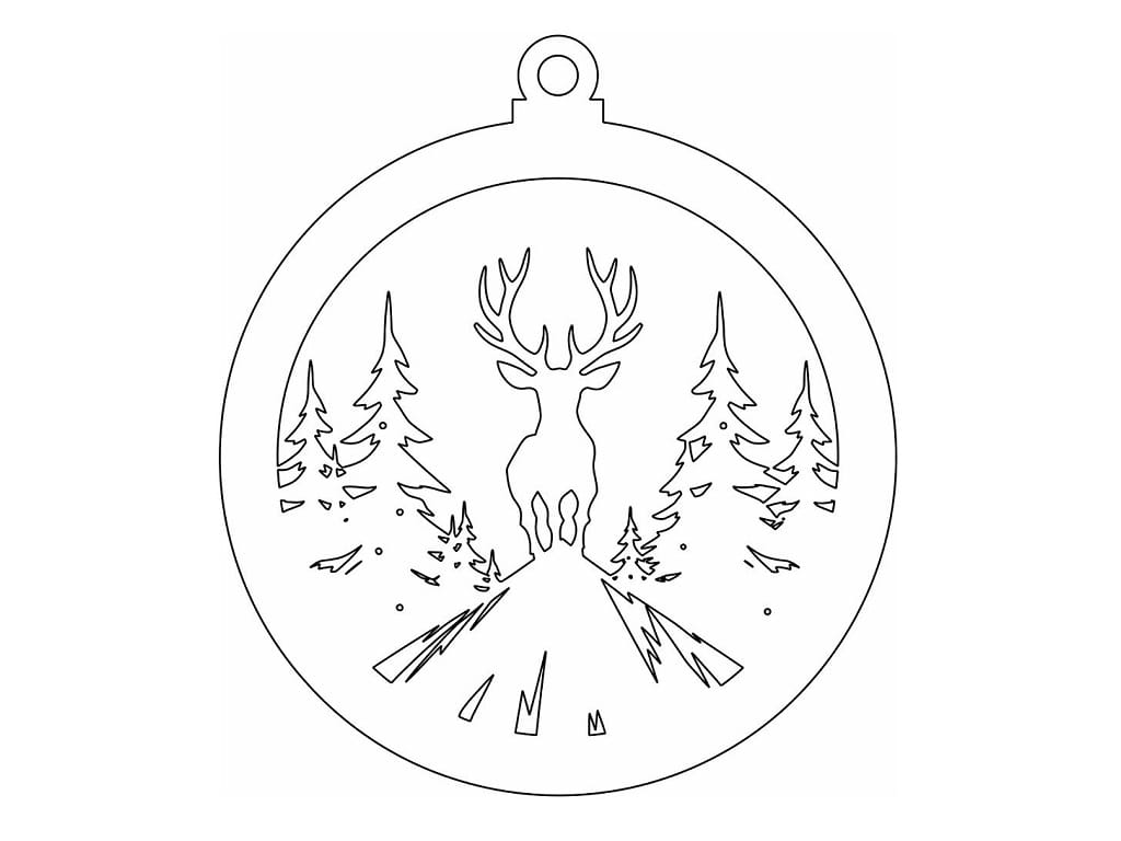 Laser Cut Reindeer Woodland Scene Christmas Ornament