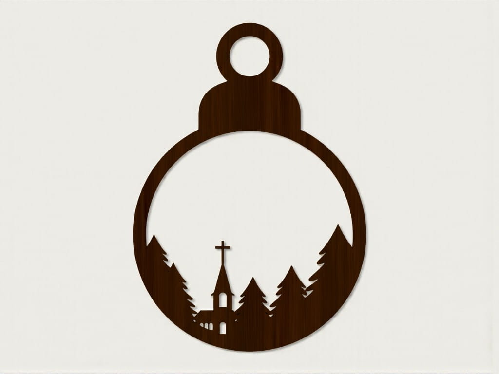 Laser Cut Church Scene Christmas Ornament