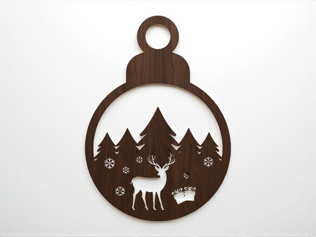 Laser Cut Deer in Trees Festive Ornament