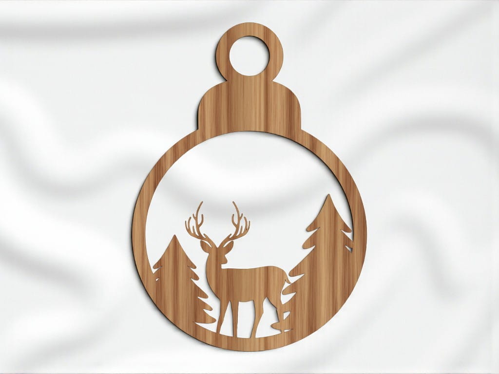 Laser Cut Deer in Woods Christmas Ball