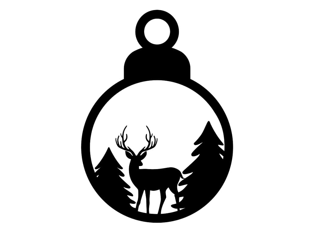Laser Cut Deer in Woods Christmas Ball