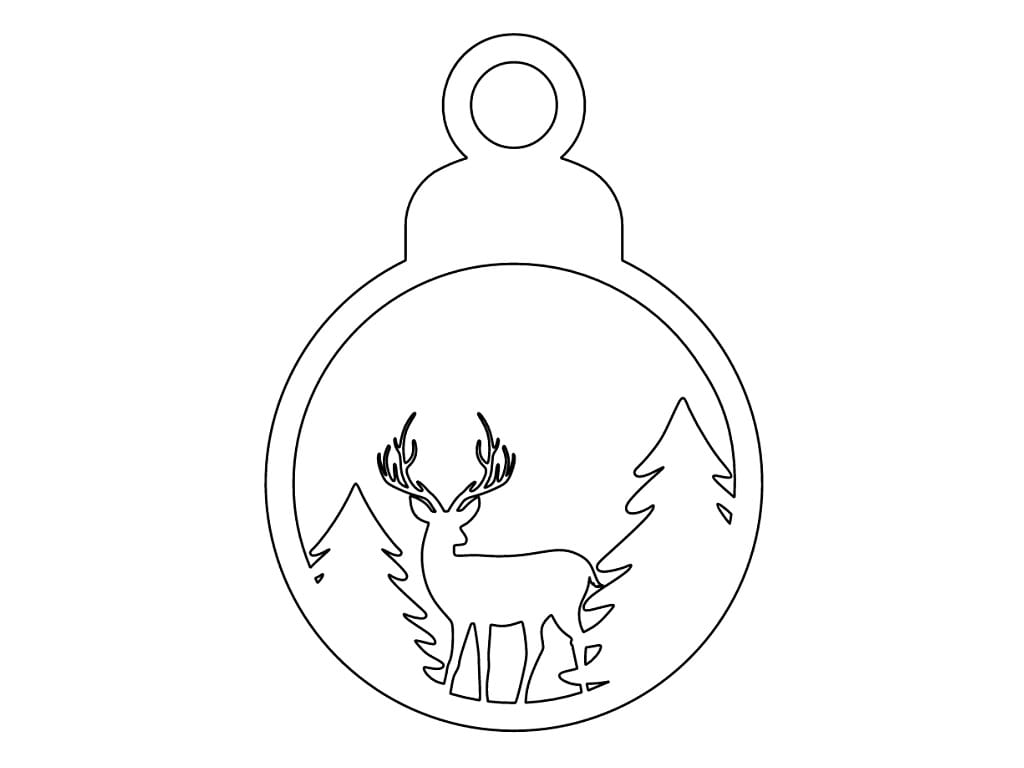 Laser Cut Deer in Woods Christmas Ball