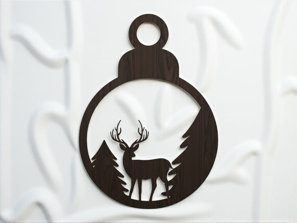 Laser Cut Deer in Woods Christmas Tree Bauble