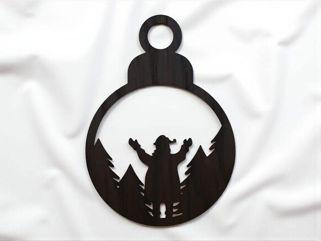 Laser Cut Santa Claus in The Woods Christmas Ornament