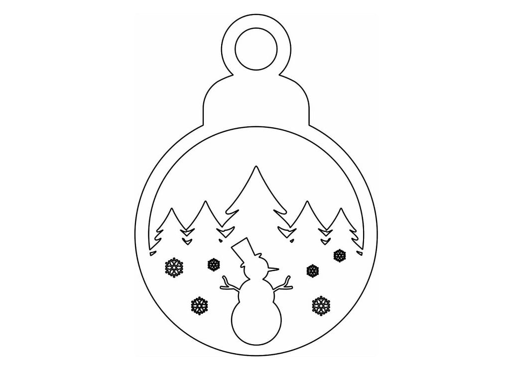 Laser Cut Snowman Christmas Tree Scene Ornament