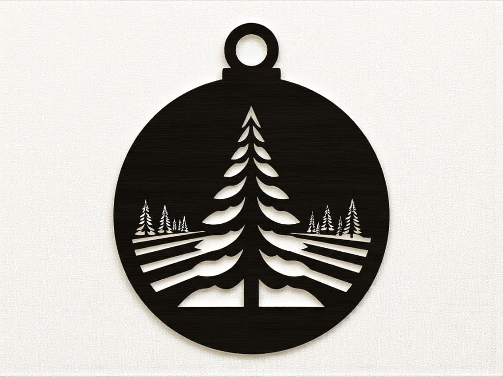 Laser Cut Winter Trees Christmas Ornament