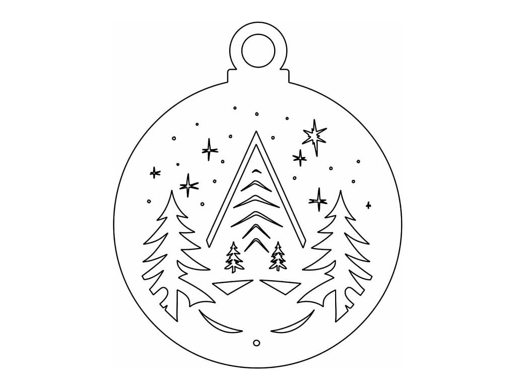 Laser Cut Xmas Tree Festive Ornament