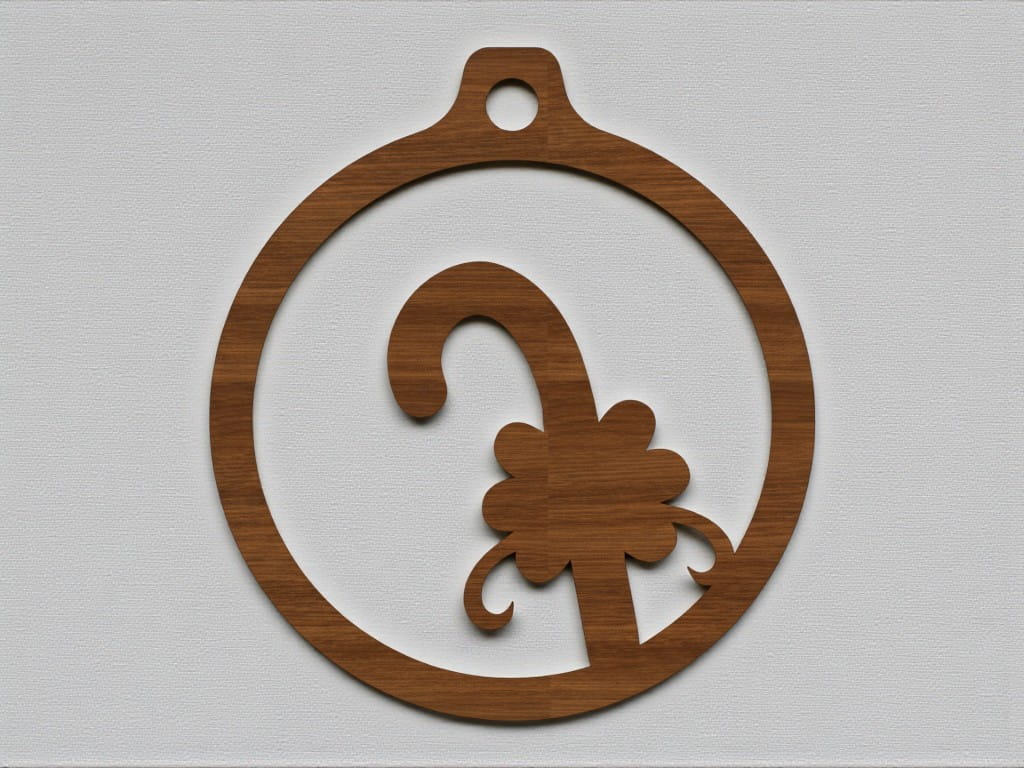 Laser Cut Candy Cane Christmas Bauble